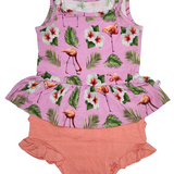 Flamingo Tropic Peplum tank and Bummie Set