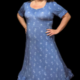 Serenity Lilies Puff Sleeve Sweetheart Midi Women's  Dress