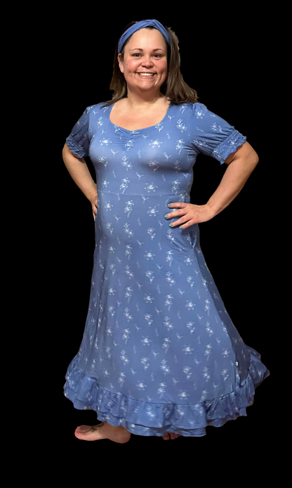 Serenity Lilies Puff Sleeve Sweetheart Midi Women's  Dress