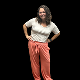 Sunset Coral Women's Wide Leg Palazzo Pant