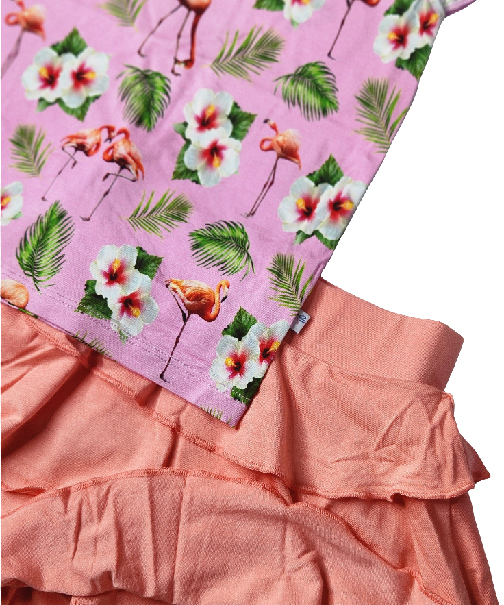Flamingo Tropic Ruffle Shirt and Skort