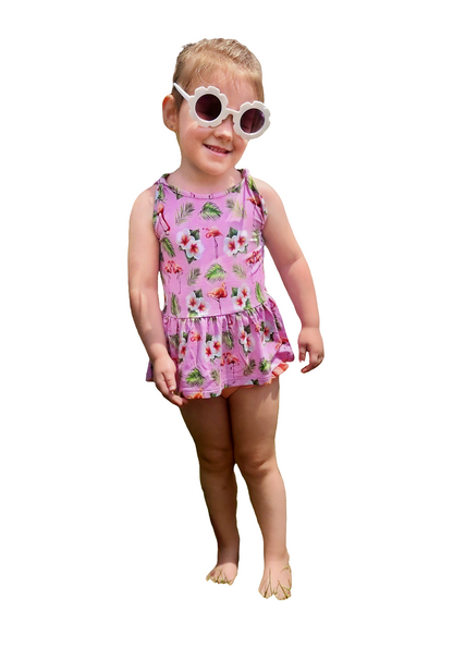 Flamingo Tropic Peplum tank and Bummie Set