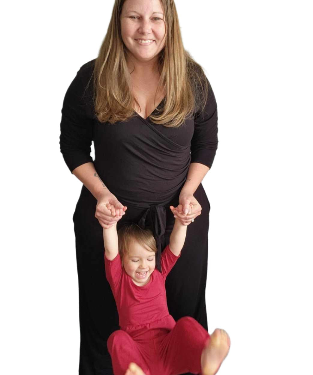 Women's 3/4 Sleeve Wide Leg Jumpsuit -  Black Solid