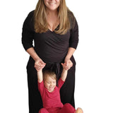 Women's 3/4 Sleeve Wide Leg Jumpsuit -  Black Solid