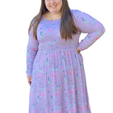Dragonfly Meadow Smocked Waist 3/4 - Long sleeve Women's Dress