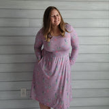 Dragonfly Meadow Smocked Waist 3/4 - Long sleeve Women's Dress