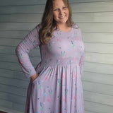Dragonfly Meadow Smocked Waist 3/4 - Long sleeve Women's Dress