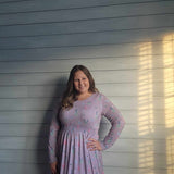 Dragonfly Meadow Smocked Waist 3/4 - Long sleeve Women's Dress