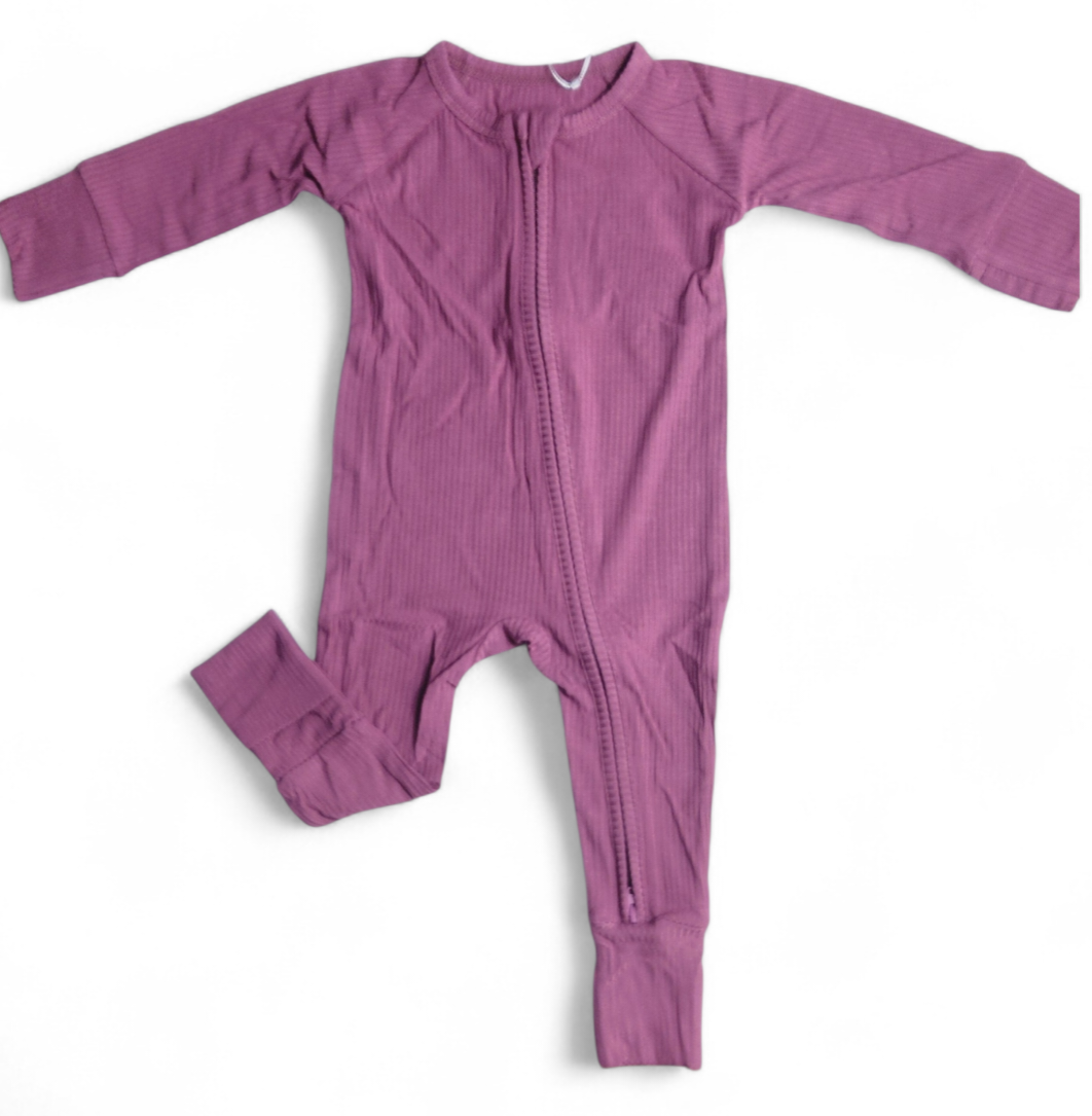 Mauve Ribbed Convertible Zip-Up
