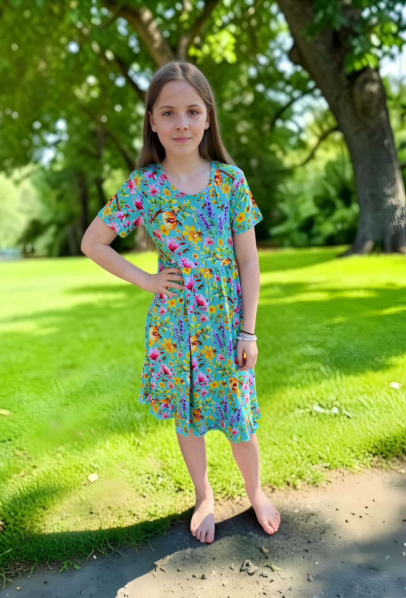 Buzzing Blooms Twirl Dress & Shorts Set
