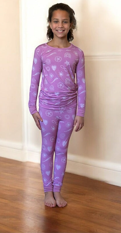 Blushing Doodles 2 Piece Pajama Set