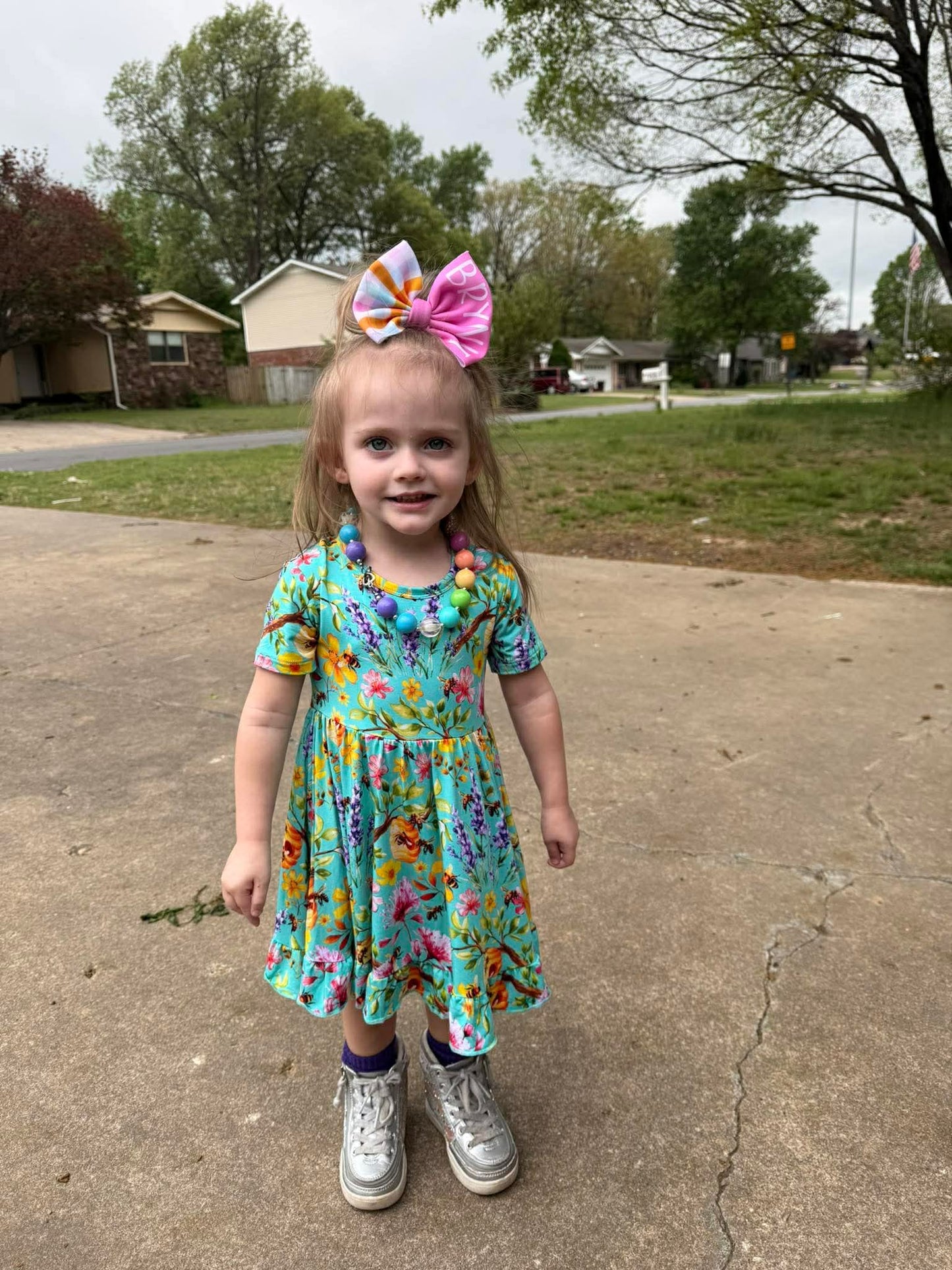 Buzzing Blooms Twirl Dress & Shorts Set