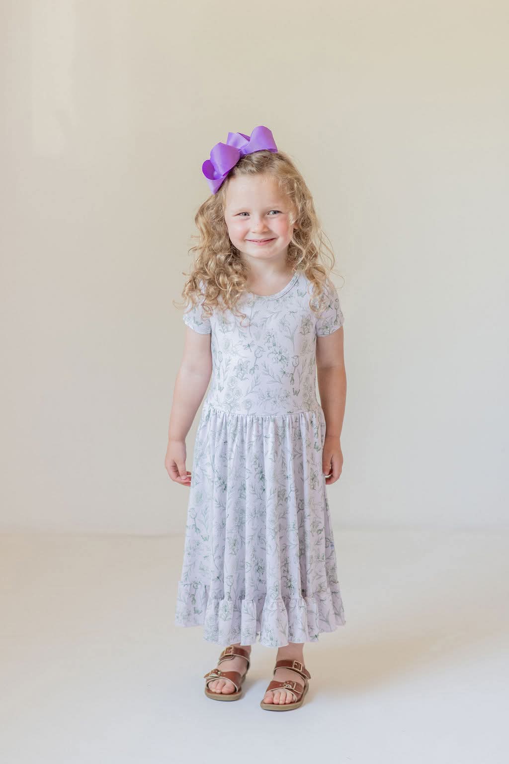 Sage Garden Twirl Dress with Pockets & Shorts Set
