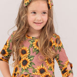 Mauve Sunflower Meadow Piggie Bows