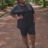 Luxe Noir Women's Oversized Shirt and Biker Short