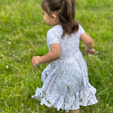 Sage Garden Twirl Dress with Pockets & Shorts Set
