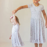 Sage Garden Twirl Dress with Pockets & Shorts Set