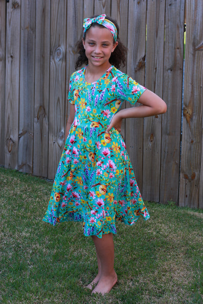 Buzzing Blooms Twirl Dress & Shorts Set