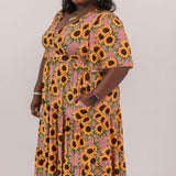Mauve Sunflower Meadow Women's Midi Dress