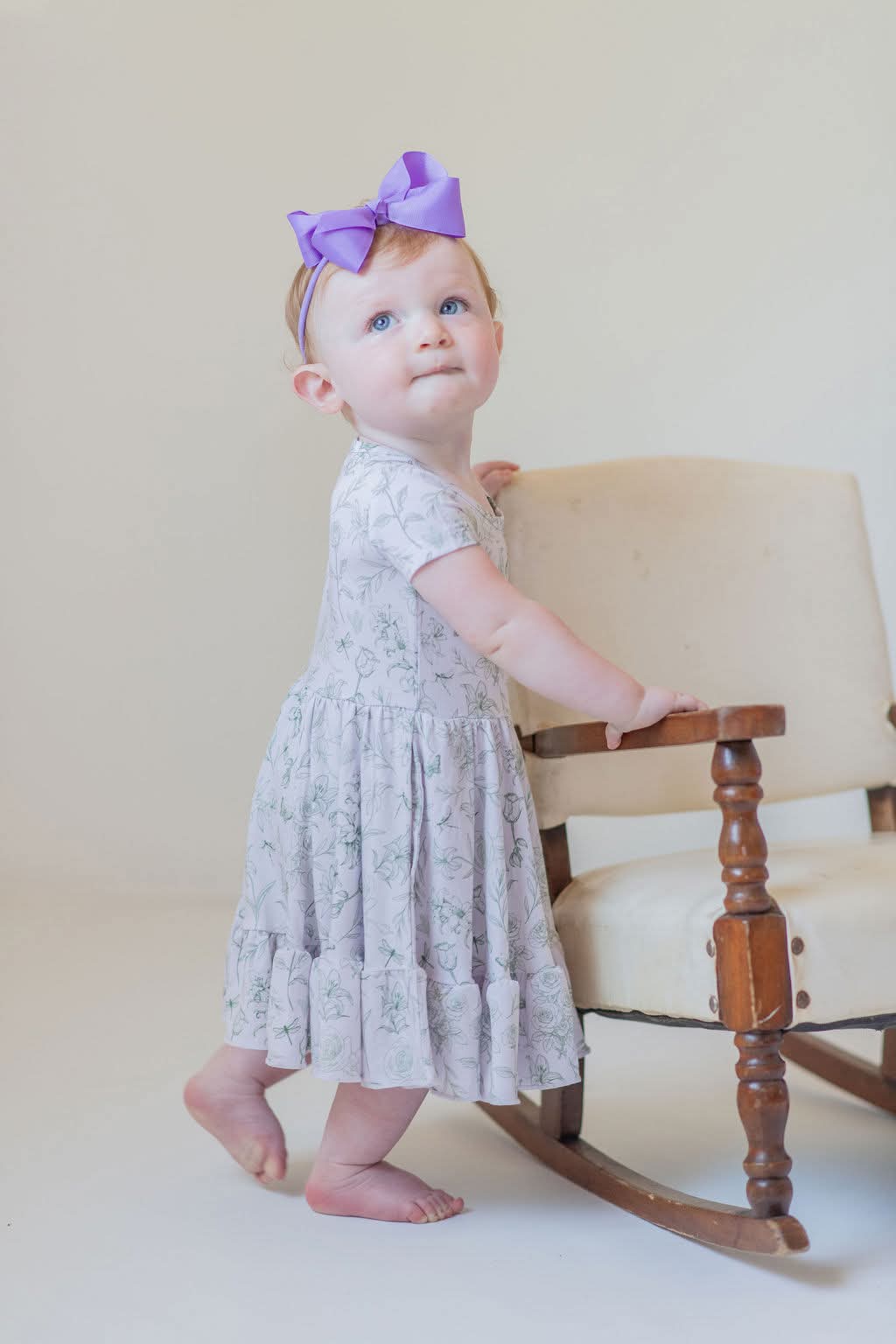 Sage Garden Twirl Dress with Pockets & Shorts Set