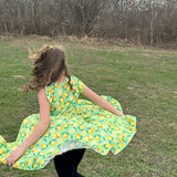 Lemon Pop Twirl Dress with Pockets & Shorts Set