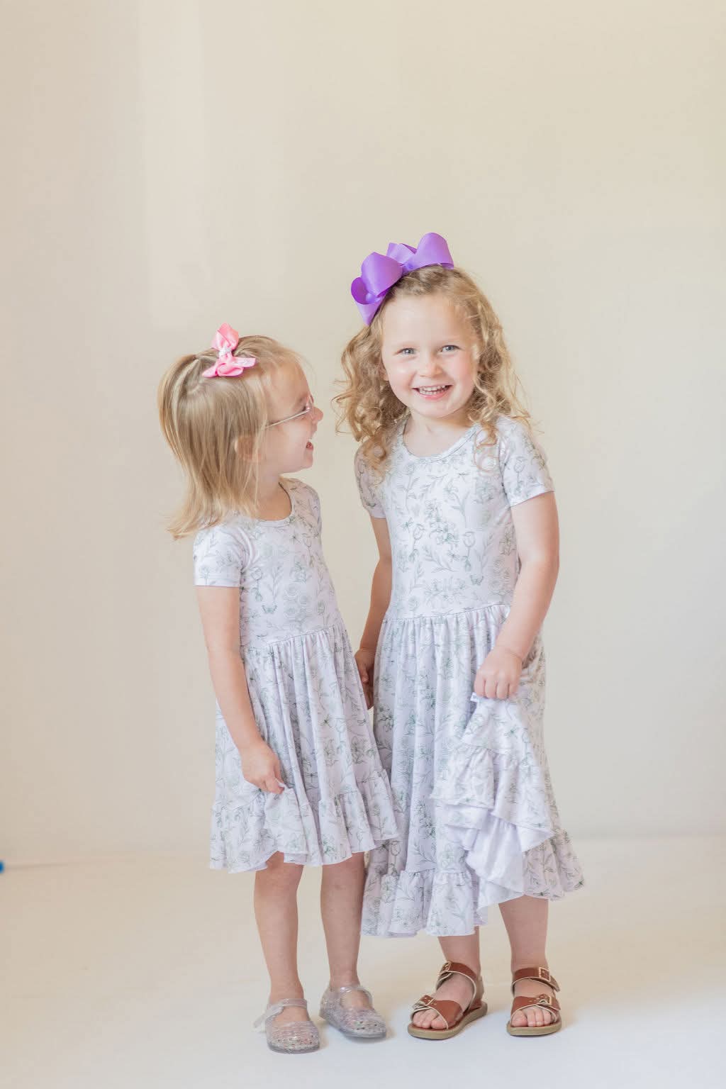 Sage Garden Twirl Dress with Pockets & Shorts Set