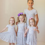 Sage Garden Twirl Dress with Pockets & Shorts Set