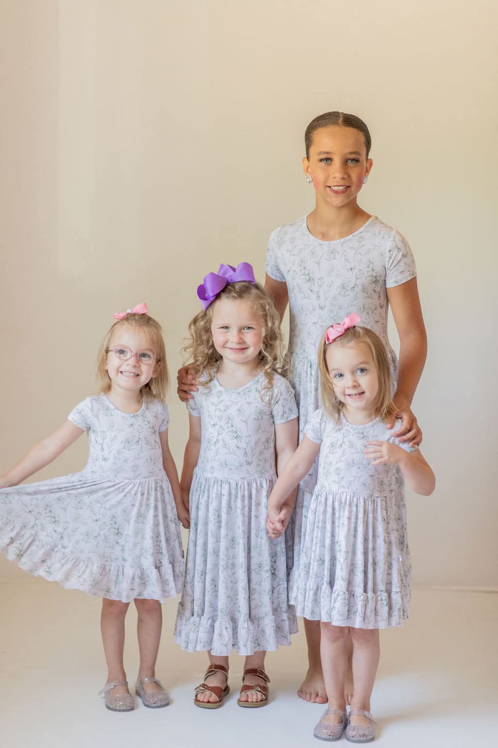 Sage Garden Twirl Dress with Pockets & Shorts Set