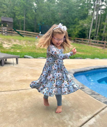 Winter Whimsy Twirl Dress with Pockets & leggings set