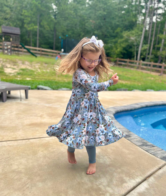 Winter Whimsy Twirl Dress with Pockets & leggings set
