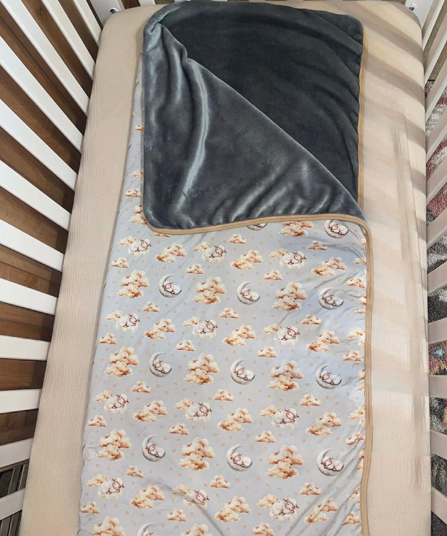 Sheep Lullaby 2 Layer Bamboo Plush Toddler Blanket