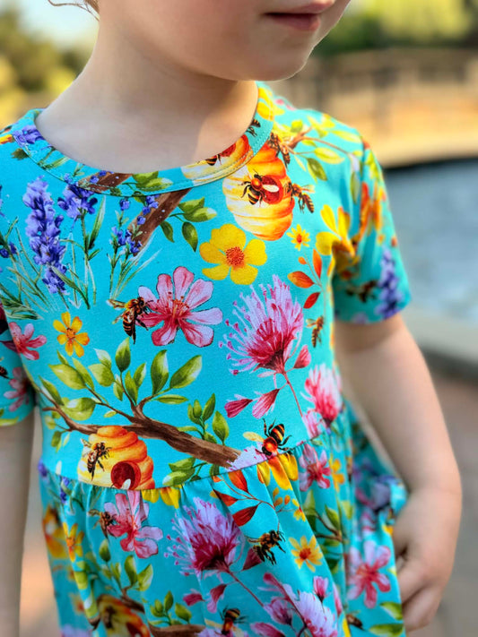 Buzzing Blooms Twirl Dress & Shorts Set