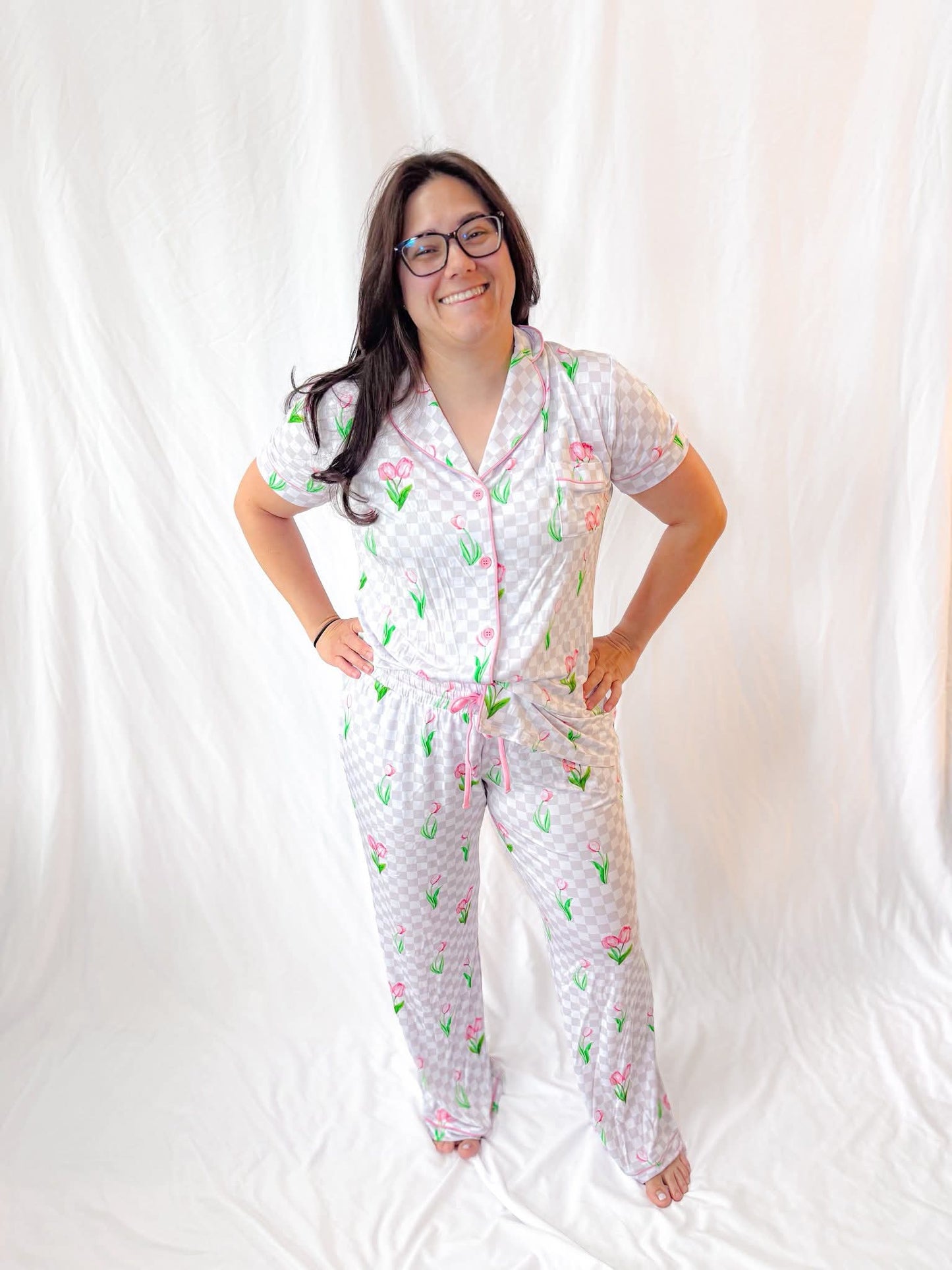 Checkered In Bloom Women's Pajamas