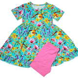 Buzzing Blooms Twirl Dress & Shorts Set