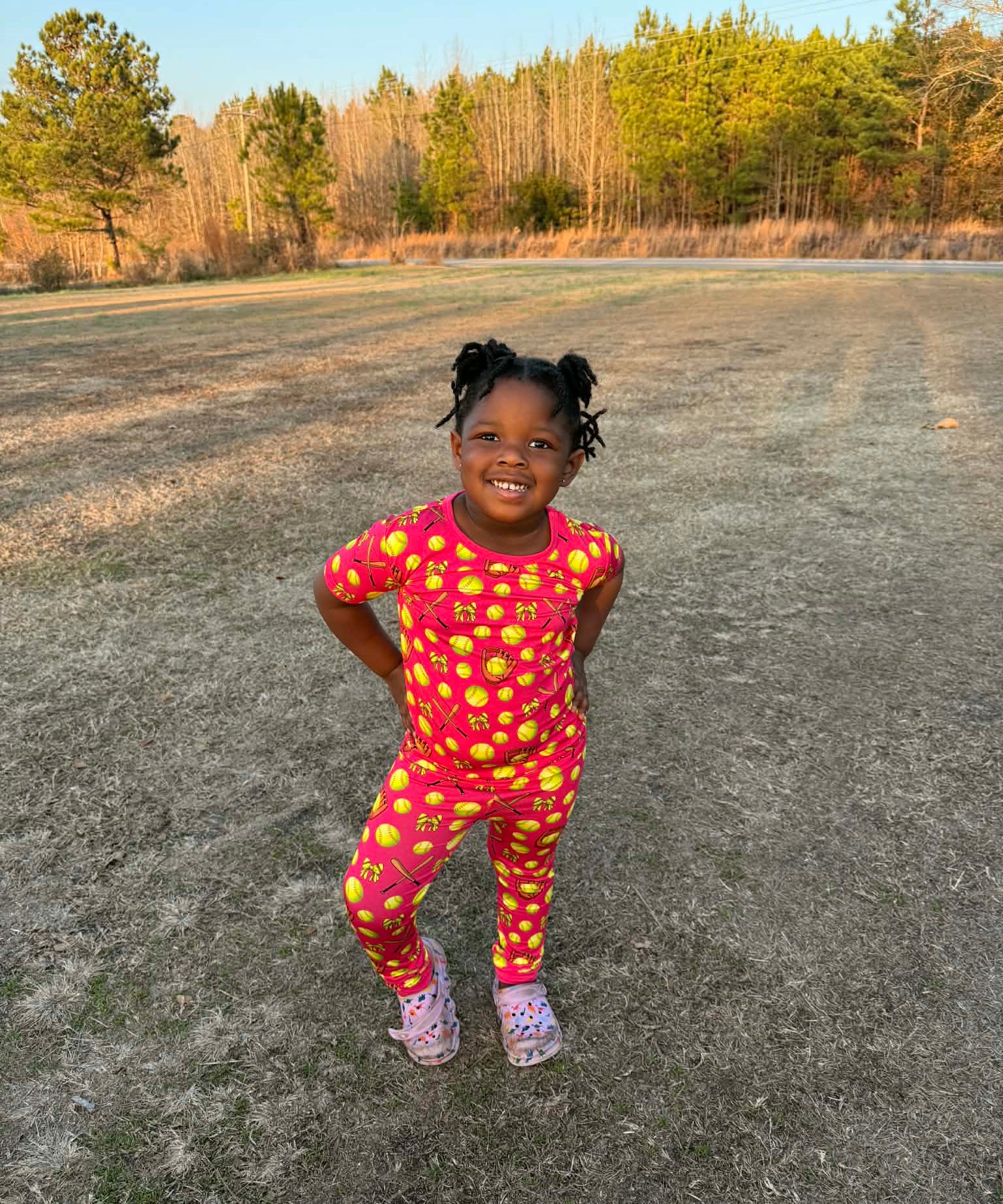 Bows At Bat 2 Piece Pajama Set