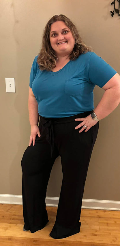 Luxe Noir Women's Wide Leg Palazzo Pant