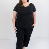 Luxe Noir Women's Short Sleeve Crop Leg Jumpsuit