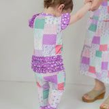 Darling Patchwork Ruffle Sleeve Romper