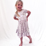 Sage Garden Twirl Dress with Pockets & Shorts Set