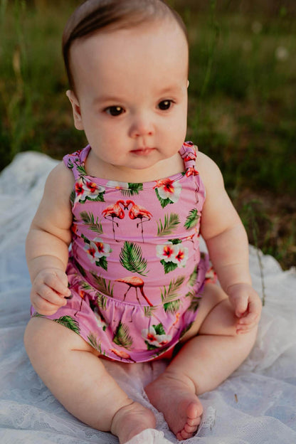 Flamingo Tropic Peplum tank and Bummie Set