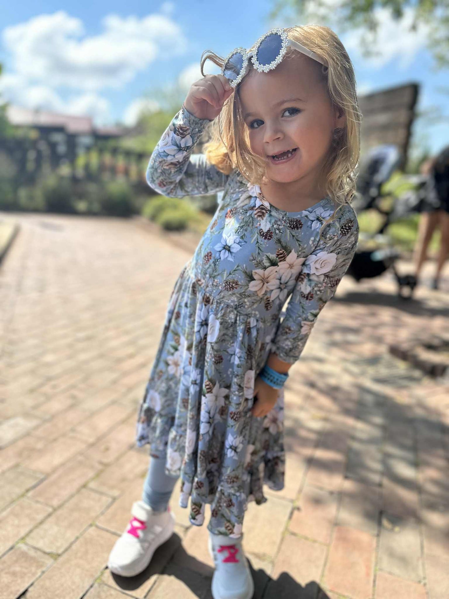 Winter Whimsy Twirl Dress with Pockets & leggings set