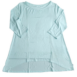 Misty Teal Women's 3/4 Sleeve Flowy Hi-low Top
