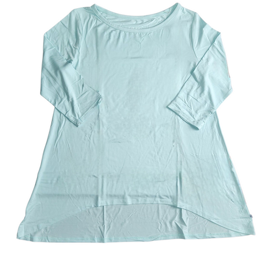 Misty Teal Women's 3/4 Sleeve Flowy Hi-low Top