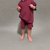 Mauve Ribbed Oversized Shirt and Biker Short 2 Piece Lounge Set