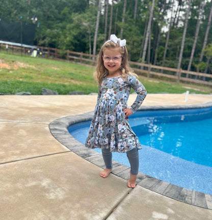 Winter Whimsy Twirl Dress with Pockets & leggings set