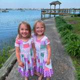 Darling Patchwork Twirl Dress with Pockets & Shorts Set