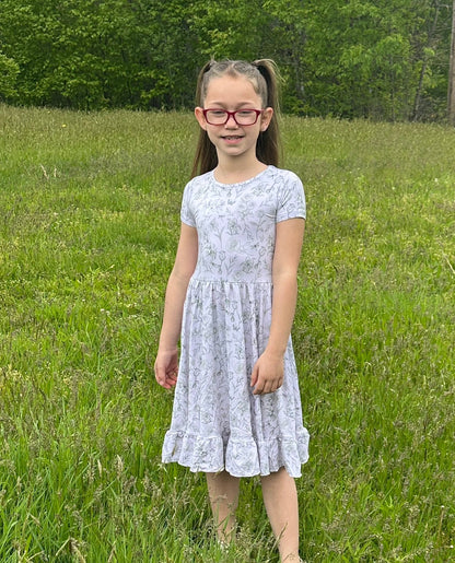 Sage Garden Twirl Dress with Pockets & Shorts Set