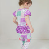 Darling Patchwork Ruffle Sleeve Romper