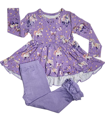 Unicorn Wishes 2 piece Peplum and Legging Set
