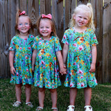Buzzing Blooms Twirl Dress & Shorts Set